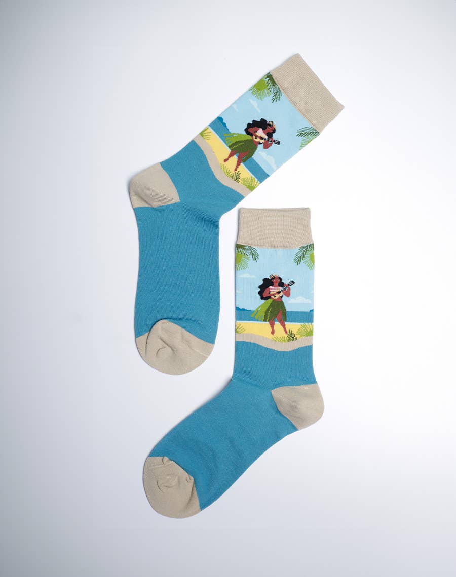Just Fun Socks - Vente Chaussettes – femme - Chaussettes Hawaiian Girl Crew pour femmes1