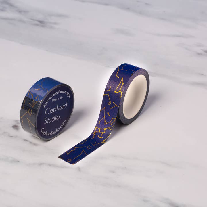 Cepheid Studio – wholesale Washi tape – Night sky navy constellation washi tape