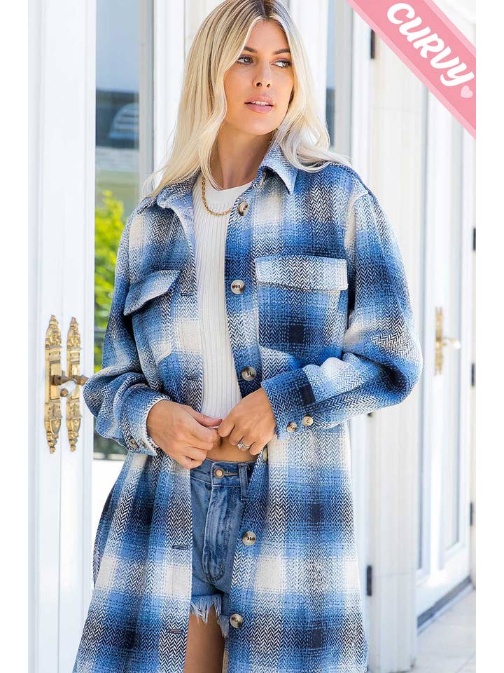 Sweet Lovely by Jen - Wholesale Shirt Jacket/Shacket - Women's - PLUS SIZE SHACKET /PLAID COAT11