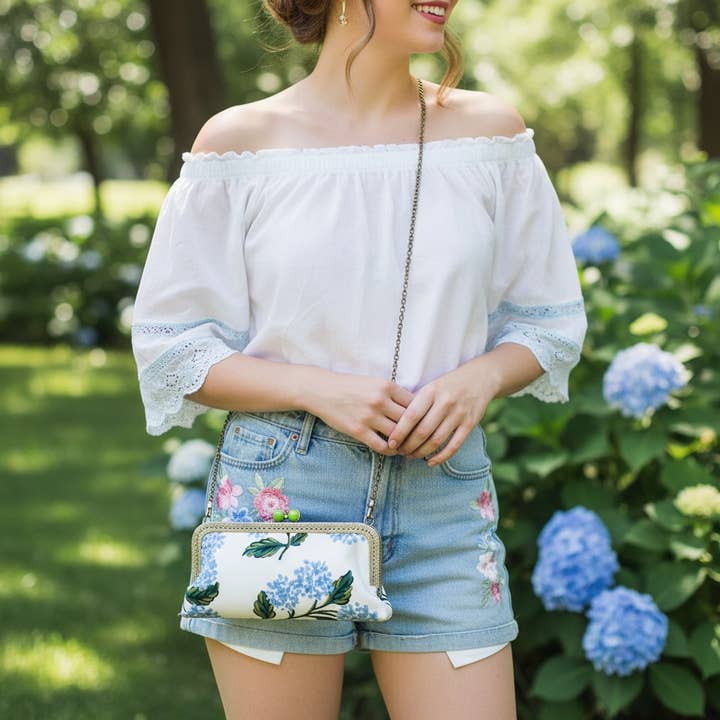Kiki & Syds Cell Phone Clutch-Hydrangea for wholesale by Kiki & Syds