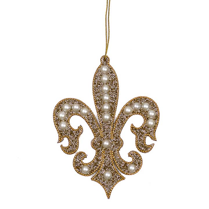 Ornamento con forma de flor de lis noble, dorado, 5 x 7 para venta al por mayor de The Royal Standard