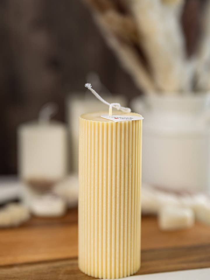 Large Ribbed Thick Pillar Candle/Scented/Birthday Gift for wholesale by MySunshineCandless