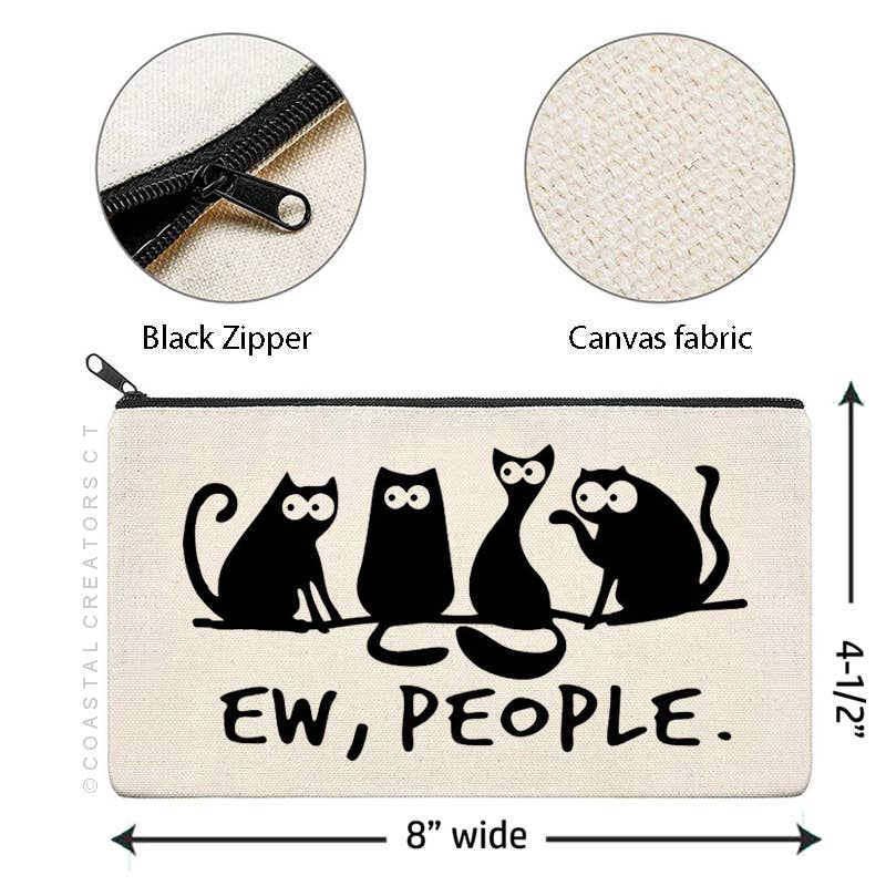 Coastal Creators of Connecticut - Wholesale Pouch - Unisex - Cat Ew People Multi-Purpose Canvas Zipper Pouch3