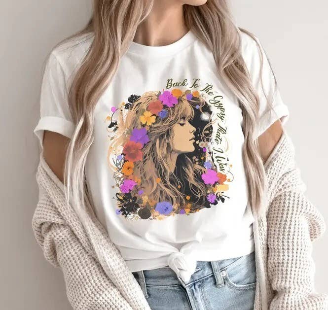 TheKingShirt - Wholesale Graphic Sweatshirt - Women's - Stevie Nicks Upcycled T-Shirt Hippie Boho Concert