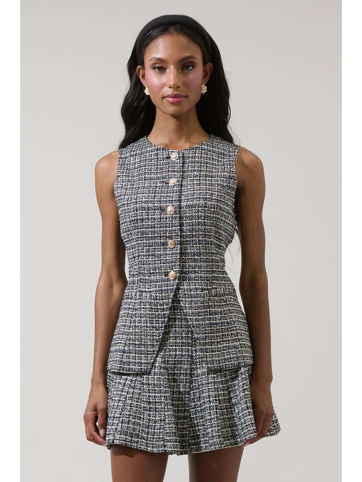 Sugarlips – Großhandel Oberbekleidungsweste – Damen – Gisella Tweed Jeanie Denim-Weste