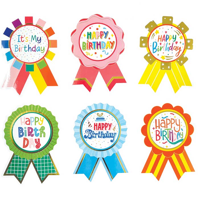 Party Partners - Wholesale Sticker - Kids & Baby - Happy Birthday Sticker Badges Set of 6