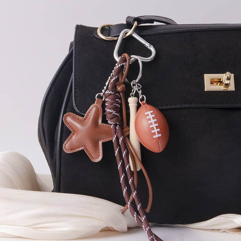 Dipped Shop - Wholesale Keychain - Women's - Simple Leather Star Baseball Keychain Bag Charm DP25E4941