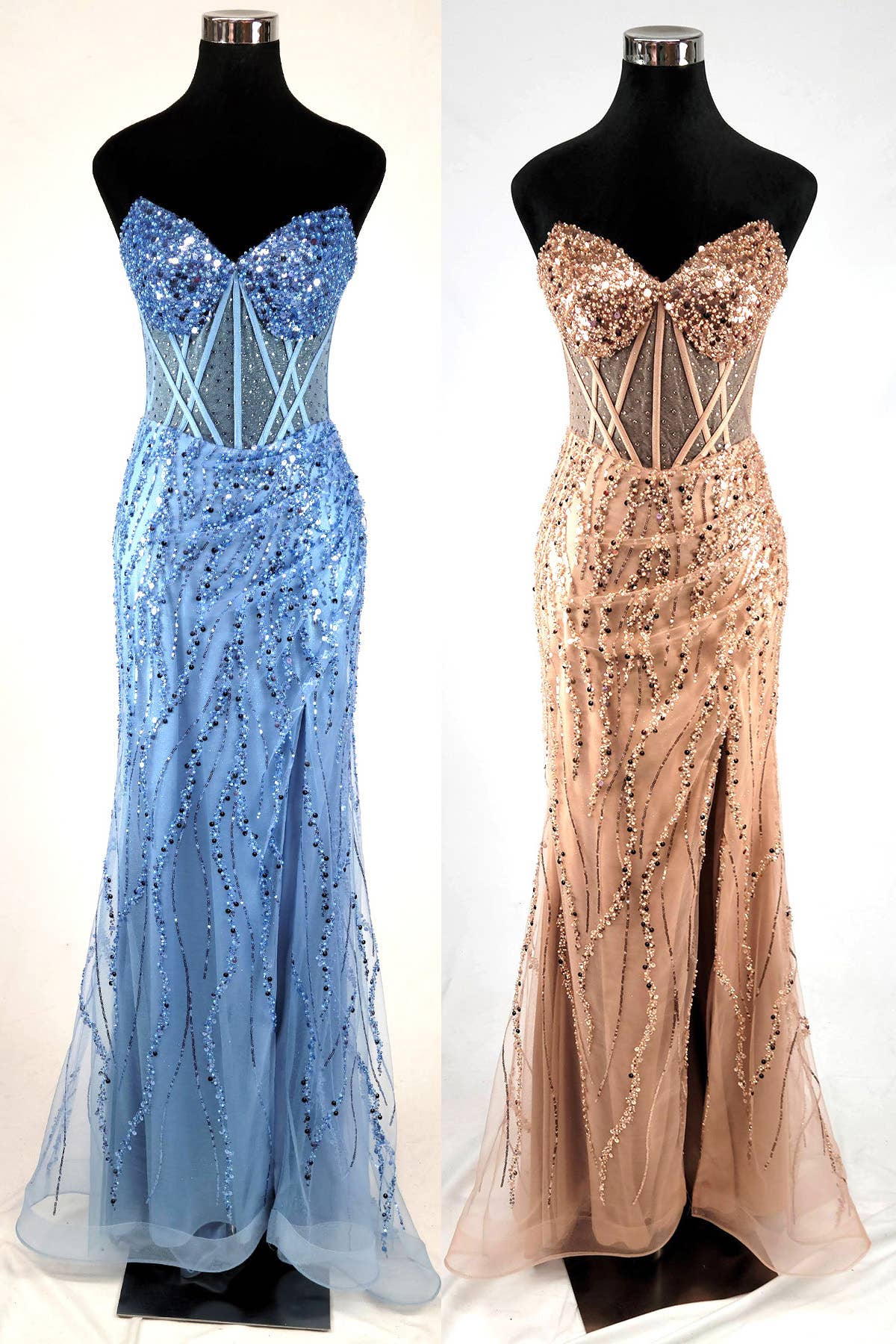 Chicas - Wholesale Gown – Women's - Sweetheart long dress with beading and sequins C366