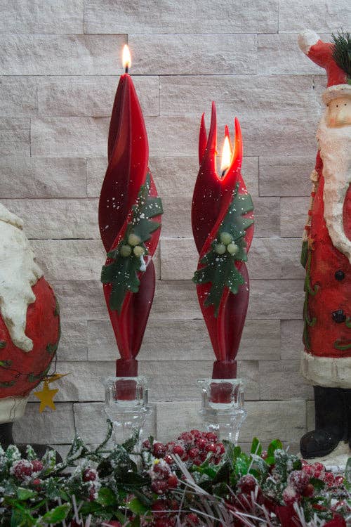 Summerfield Candles - Wholesale Novelty Candle - Christmas Holly Red/Burgundy Pair of Silhouettes