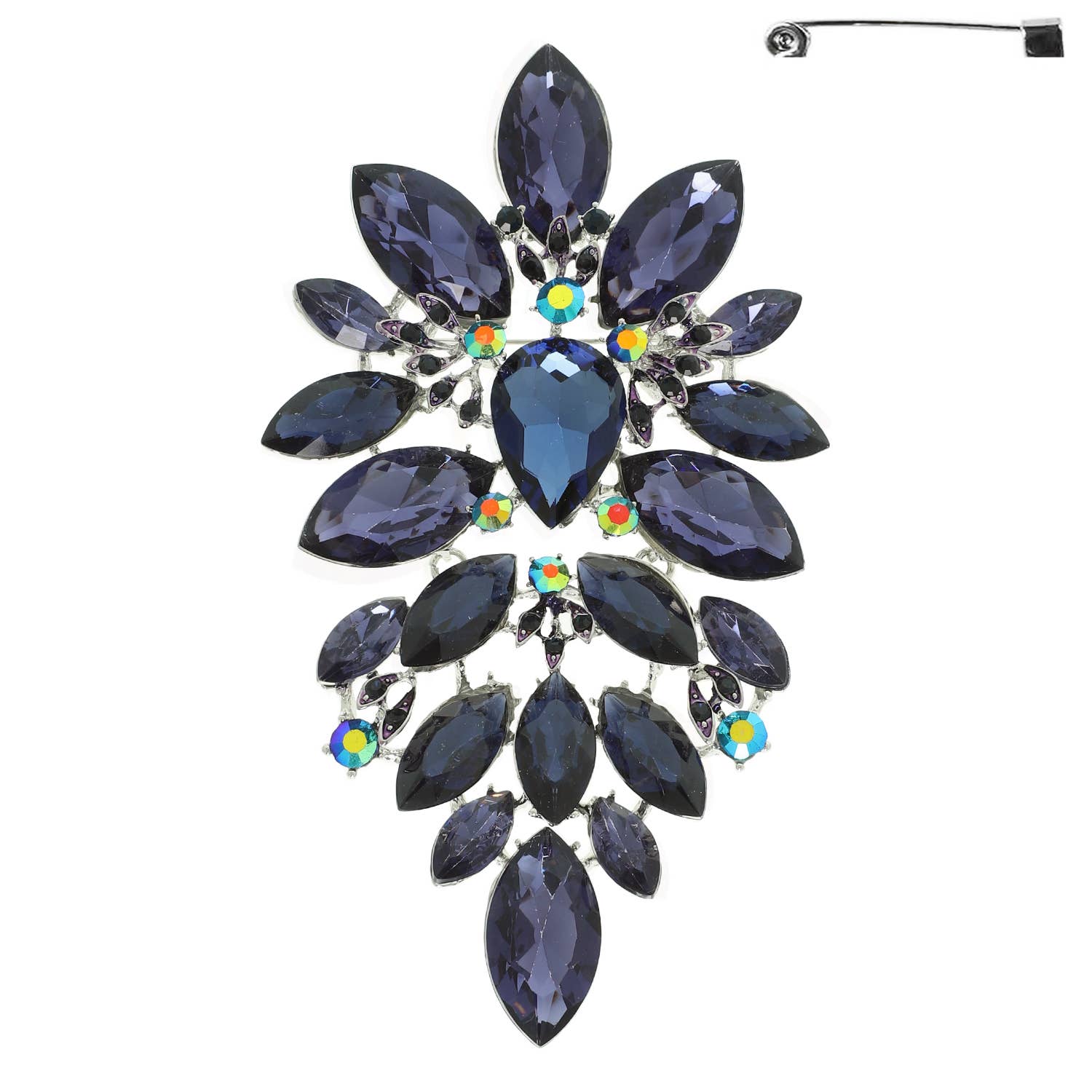 SP Sophia Collection - Wholesale Brooch - Floral Geo Shape Jeweled Cluster Brooch Pin 12