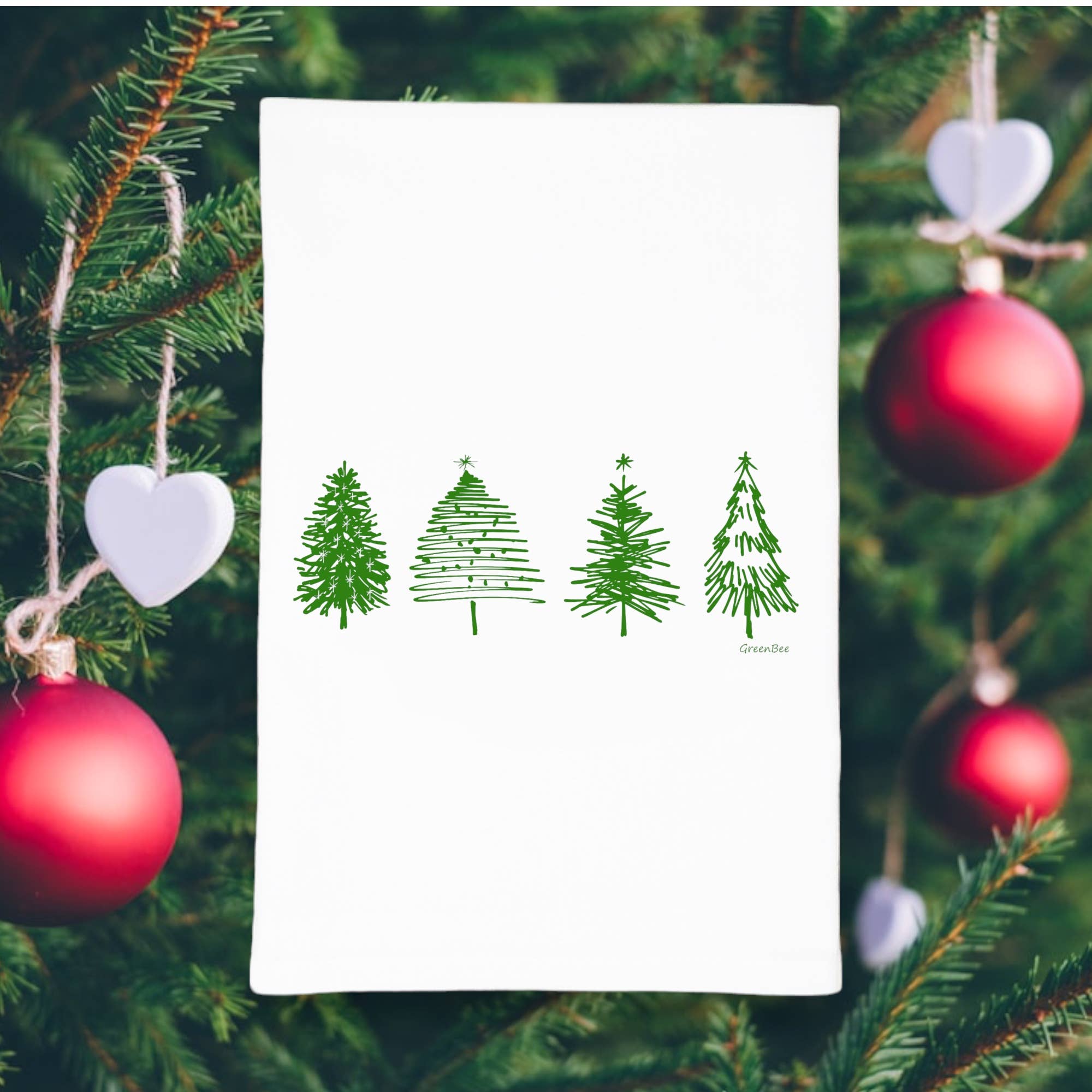 Green Bee Tea Towels - Wholesale Tea Towel - Christmas Tree Dish Towel | Tea Towels | Festive Dish Towel5