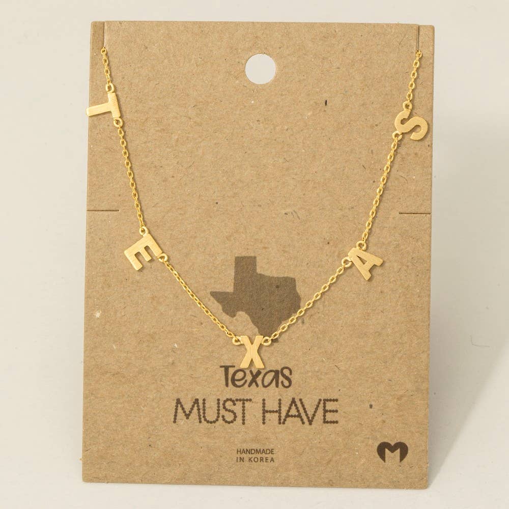 Fame Accessories – wholesale Pendant/charm necklace – Texas Print Station Charm Necklace1