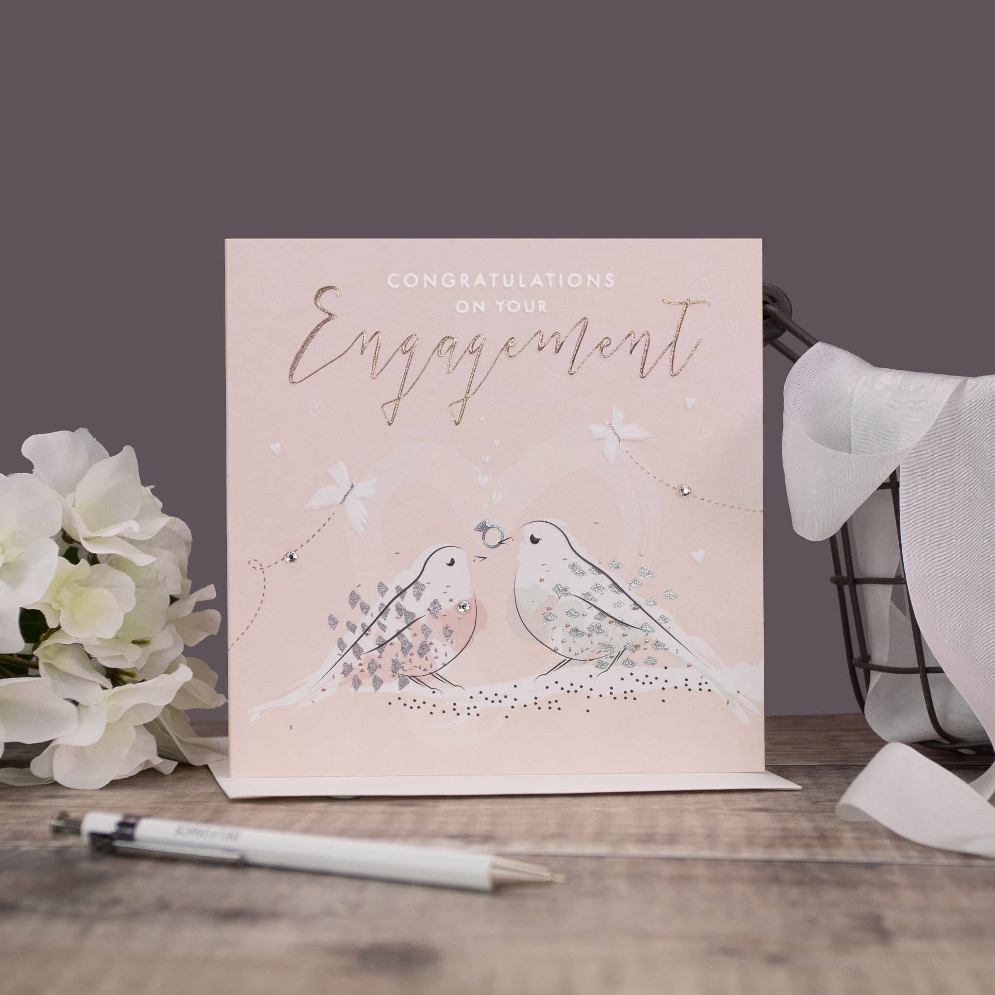 The Handcrafted Card Company – Engroshandel Forlovelseskort – Forlovelseskort - Fugle- og Sommerfugleillustrationer1