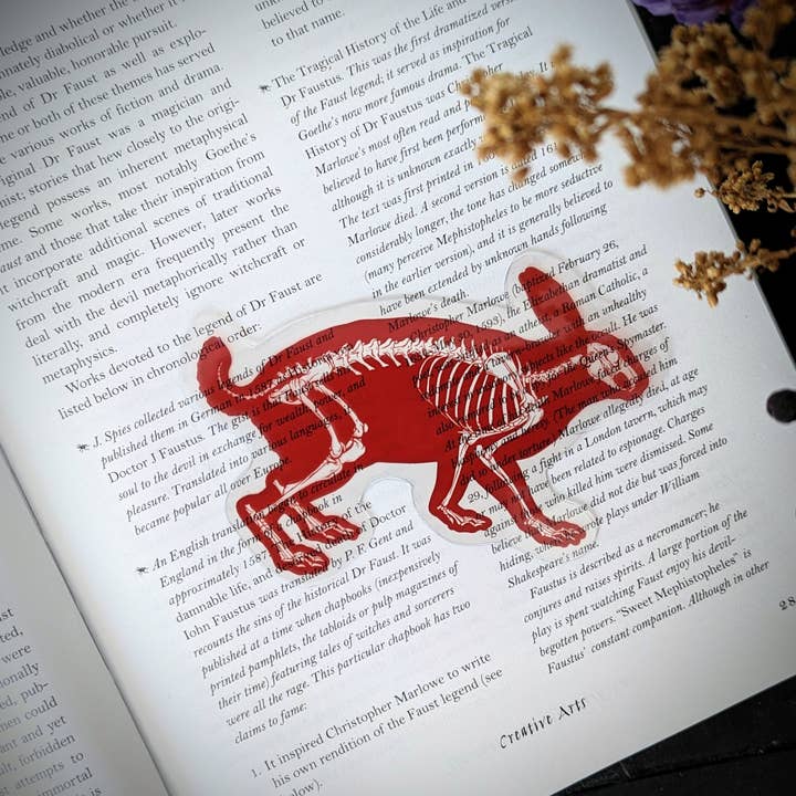 Clear Bookmark - Red Rabbit Skeleton Goth Horror Cottagecore for wholesale by Dark Veinlet