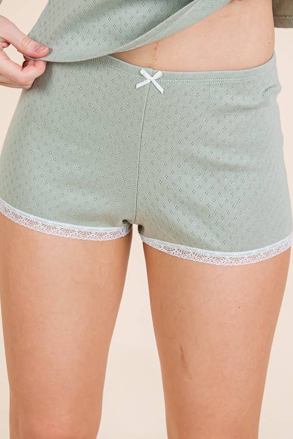 Heart & Hips - Vente Short d'intérieur – femme - Shorts court en pointelle avec détails en dentelle5