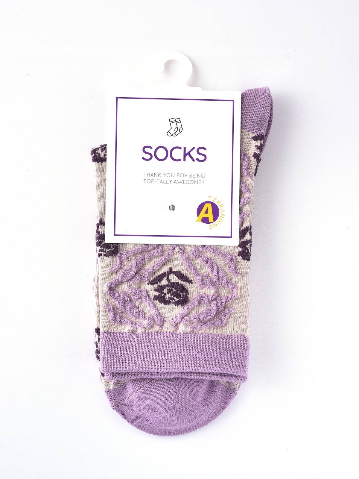 Funkyrel® Atzbranding Limited – Großhandel Socken – Damen – Rufia - Lila geprägte Damensocken3