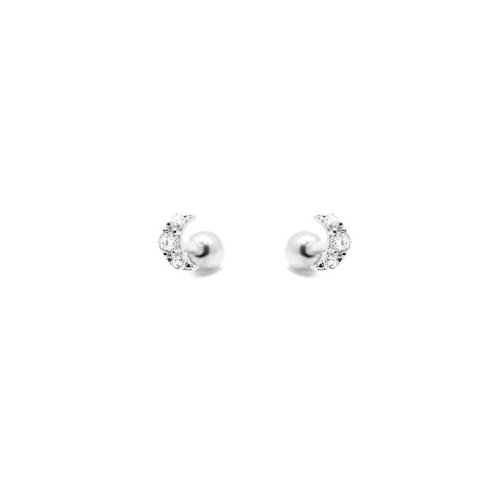 KIKICHIC - Wholesale Stud/post earrings - CZ Diamond Moon Screw Flat Back Earrings4