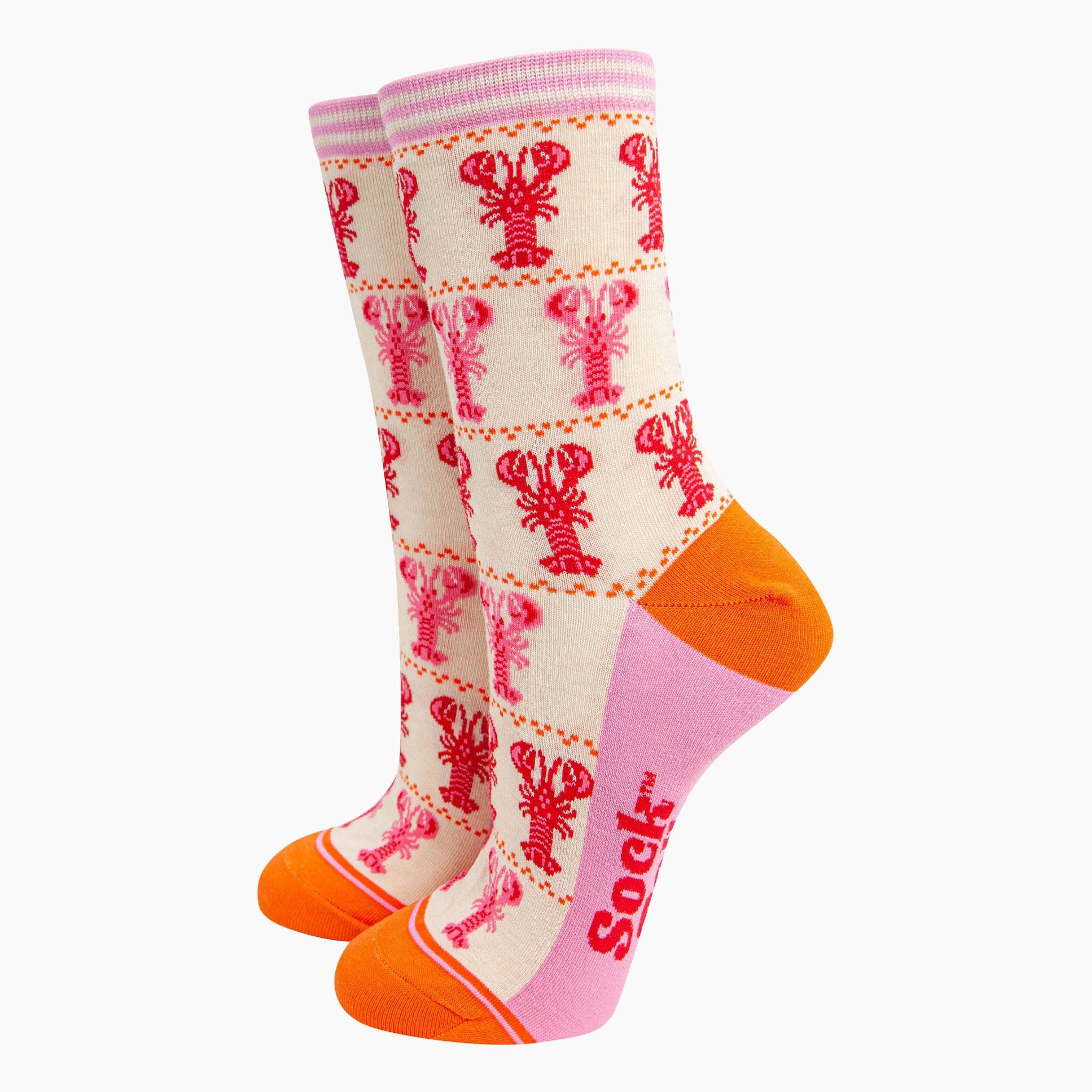 Sock Talk – wholesale Socks – Women's – Women's Bamboo Socks - Cream, Lobster Stripes0