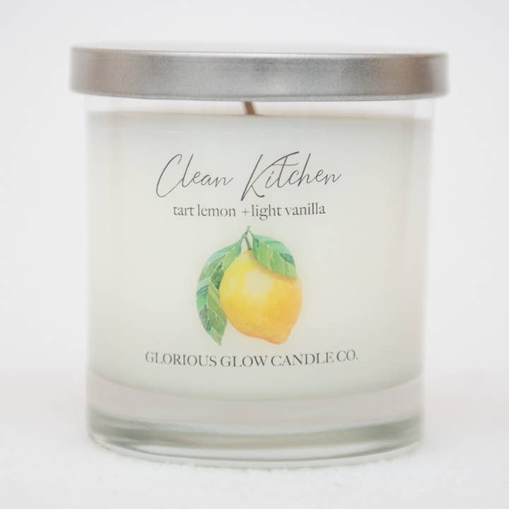 Clean Kitchen 8 oz. Soy Blend Container Candle with Lid for wholesale by Glorious Glow Candle Co.
