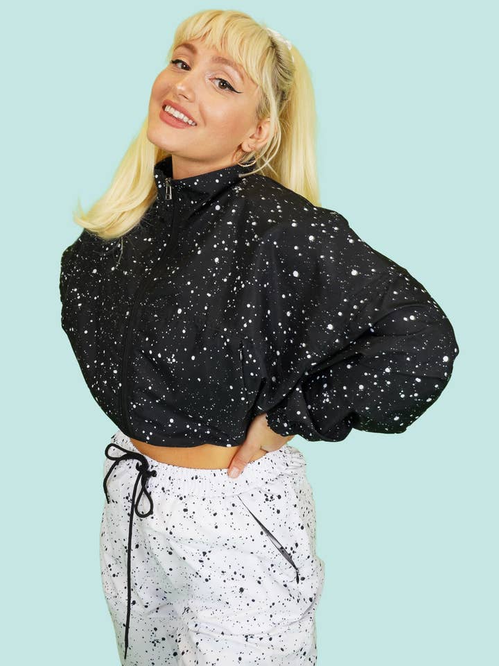 Black Gumball Cropped Windbreaker for wholesale by Gazzybygazzo