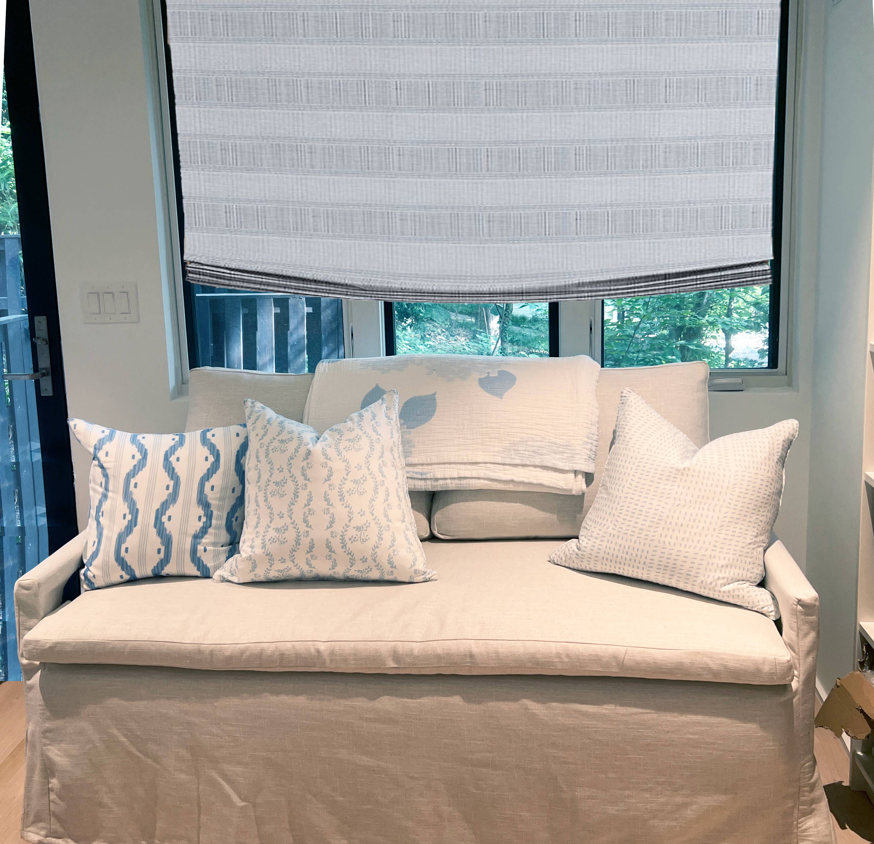 Sweet Pea And Whimsy - Wholesale Throw/Decorative Pillow - Napnook Throw Pillow Cover -  Blue Ikat1