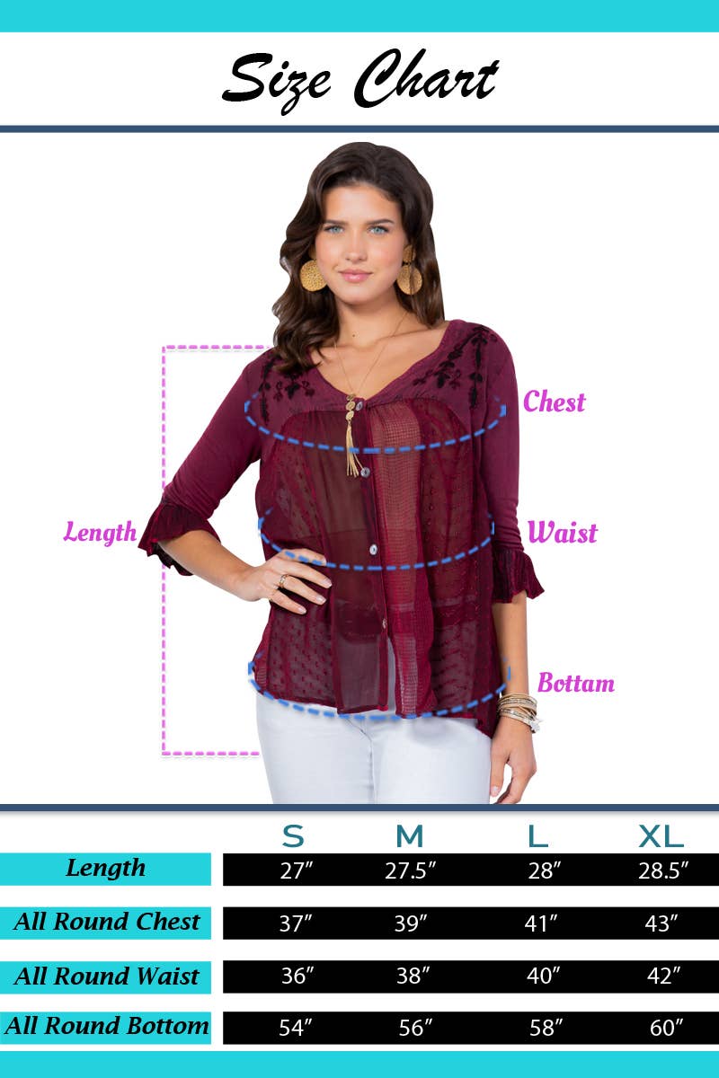 Young Threads - Venta al por mayor Blusa - Mujer - Blusa bohemia adornada estilo western (Color nuevo)40