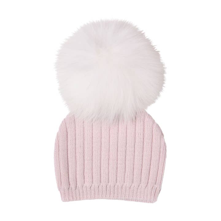 Girls Lilac Knitted Pom-Pom Hat | Made in France for wholesale by Bebe Sweeny
