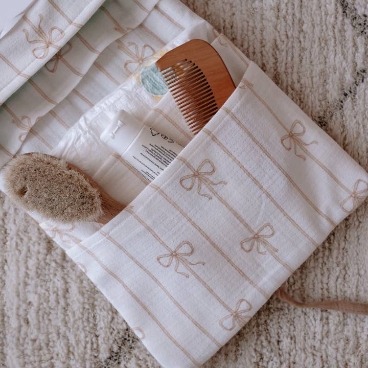 Atelier Babbi - Wholesale Wet Bag - Kids & Baby - Wet Wipes and Diaper Clutch - Ribbon/Beige3