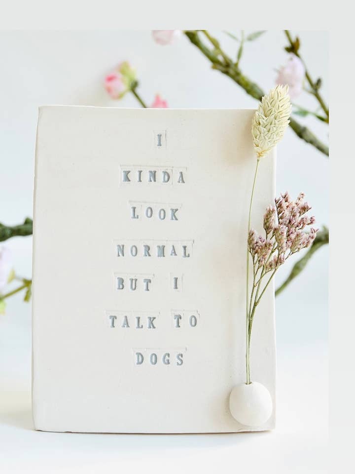 Ceramic card “Talk to dogs” for wholesale by Poca Ceramics