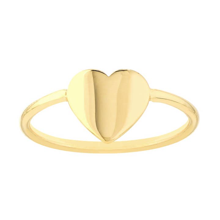 14K Solid Yellow Gold Engravable Heart Wire Ring for wholesale by Szul USA LLC