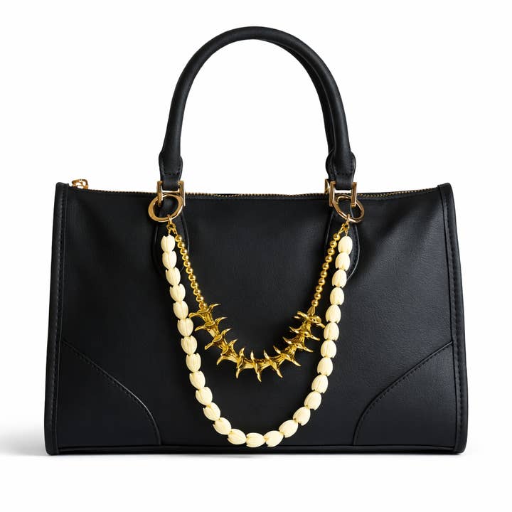 Leo & Lei - Wholesale Purse/Bag Accessory - Women's - Kenna Charm – Statement Bag Charm (Pīkake & Gold Plumeria)4