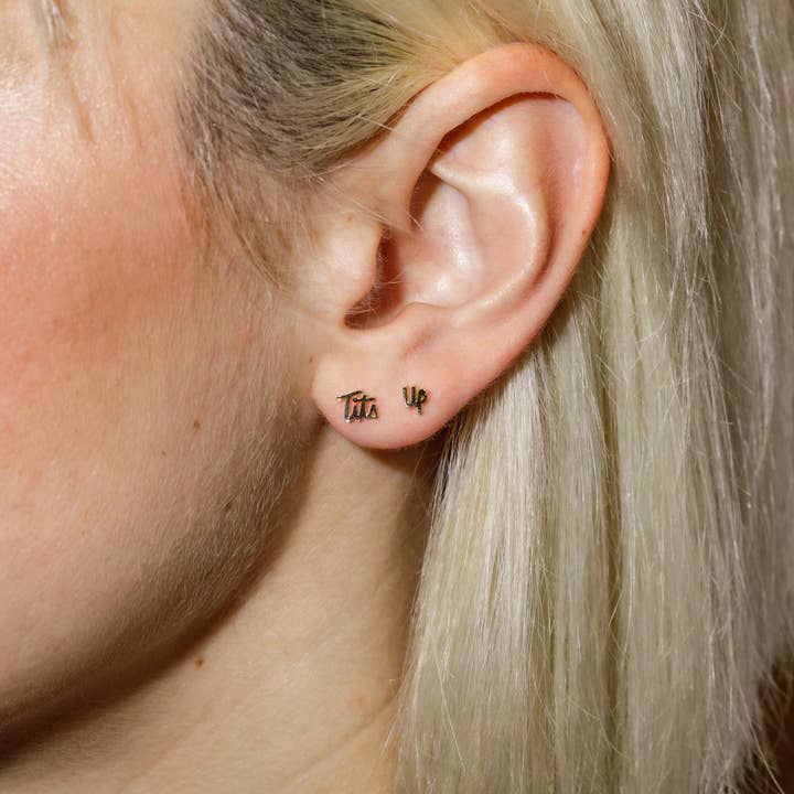 Larissa Loden - Wholesale Stud/post earrings - Tits Up Stud Earrings - 14K Gold Plate or Sterling Silver5