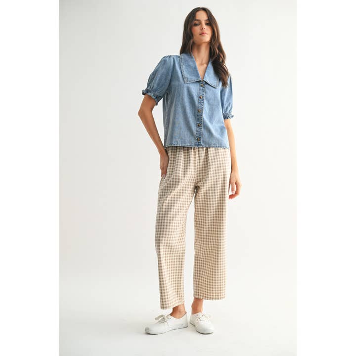 DENIM BUTTON-UP BLOUSE / WL25-11283 for wholesale on Faire1