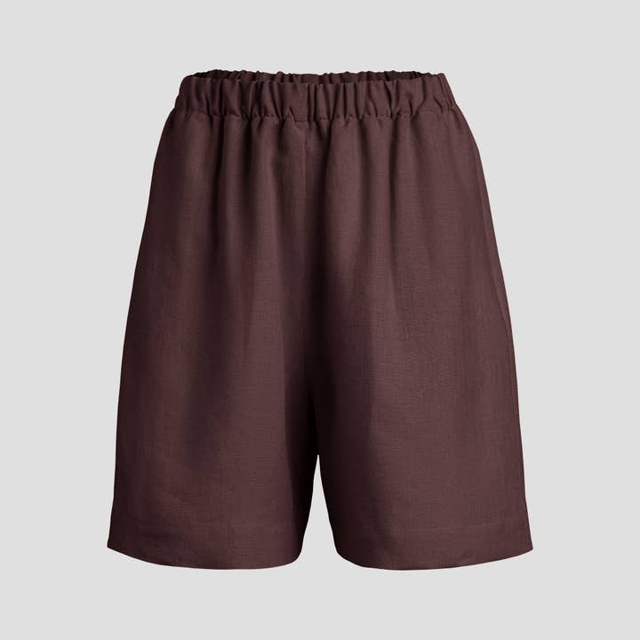 menique – wholesale Shorts – Dam – Linnen bermudashorts Demi – långa, höga midjeshorts i linne1