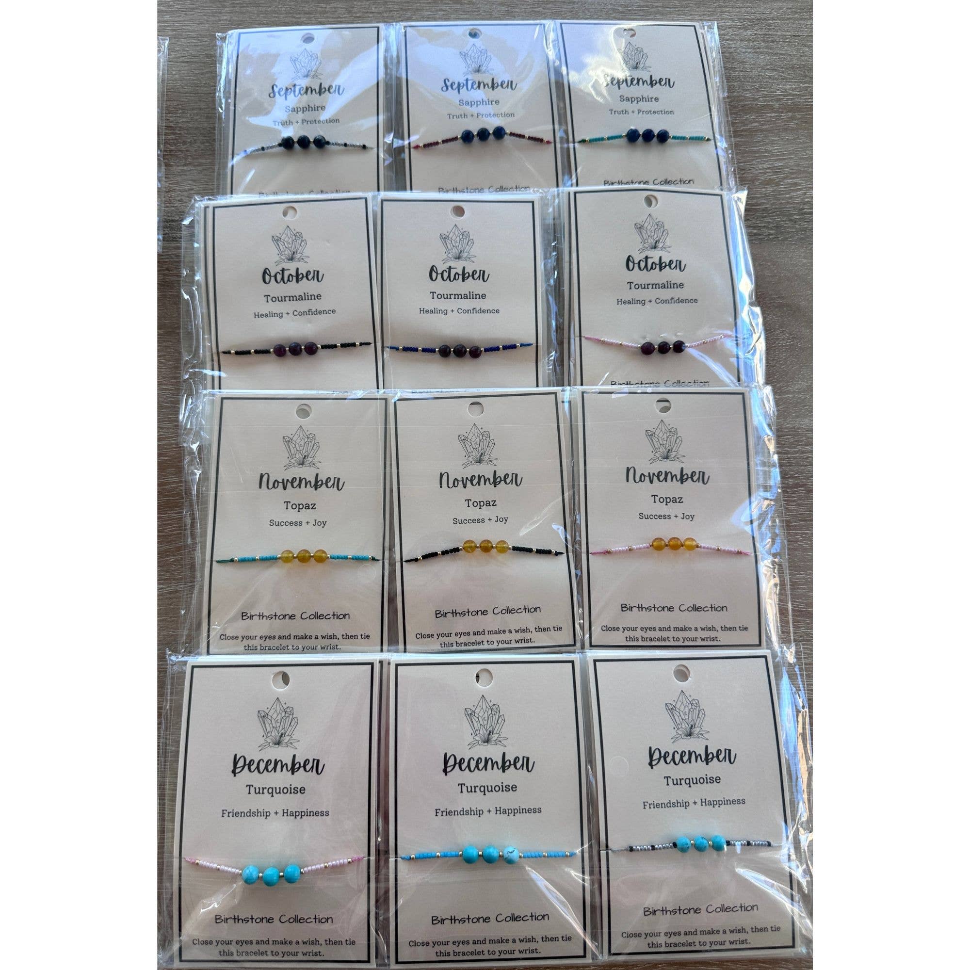 Picki Nicki - Vendita all'ingrosso Parure di gioielli - Braccialetto Birthstone, set di pietre preziose su carte7