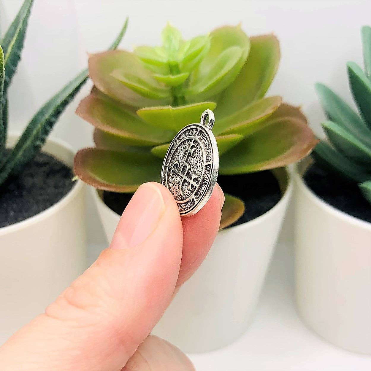 Guerrilla Charm - Wholesale Individual Charm/Pendant - Antiqued Silver Lilith Demon Sigil Pendant Charm, 18x20mm4