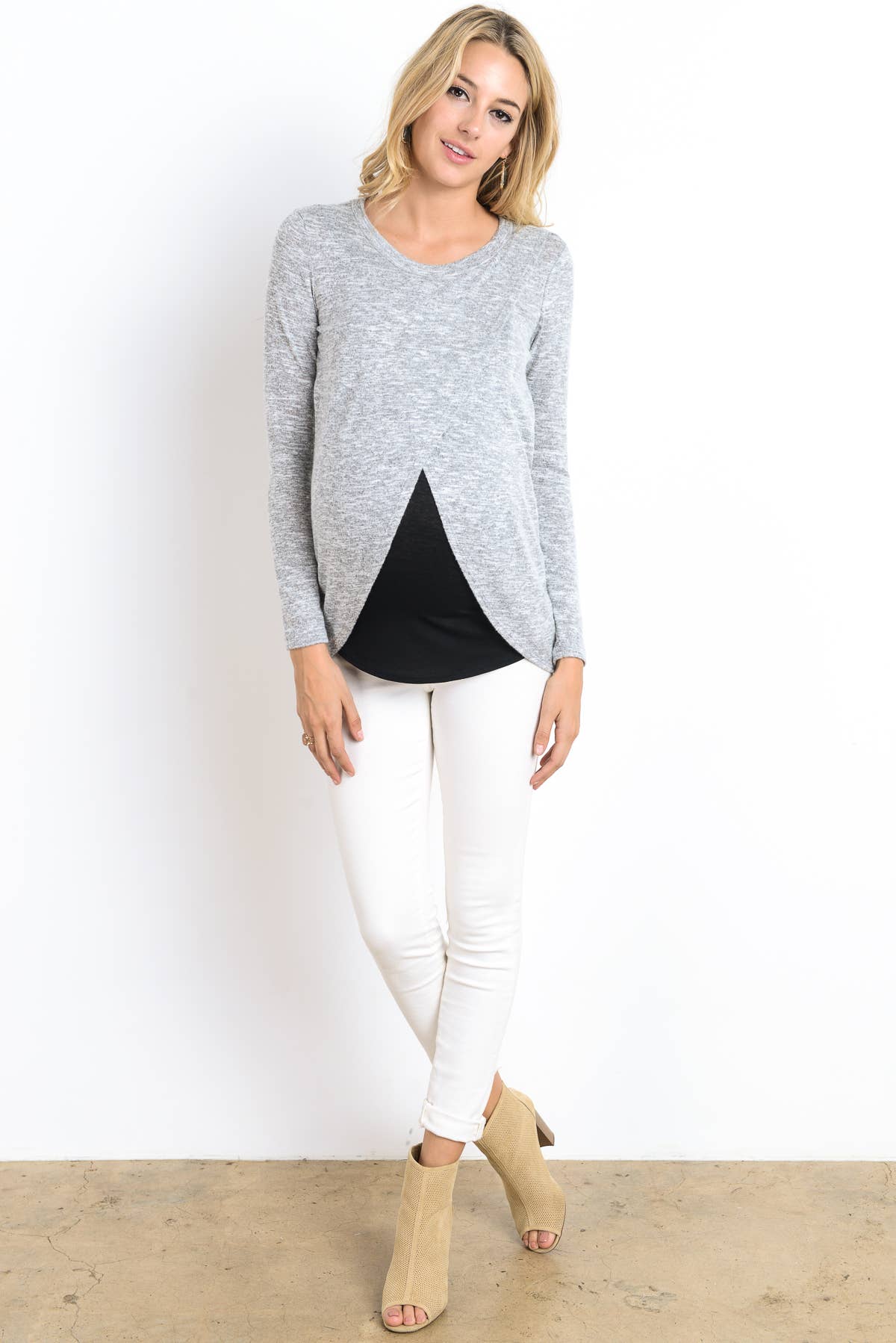 Hello Miz - Venta al por mayor Camiseta de lactancia - Top de maternidad y lactancia de manga larga bajo tulipán1