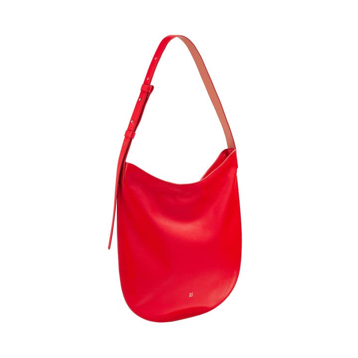 dudu - Wholesale Shoulder Bag - Women's - Dudu Women'S Leather Hobo Bag Zipped Red Flame1