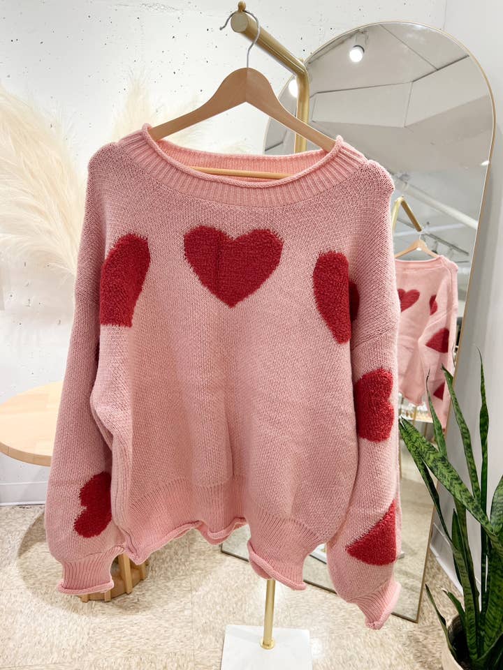 Pink Hearts Sweater for wholesale by Stoll & Heart