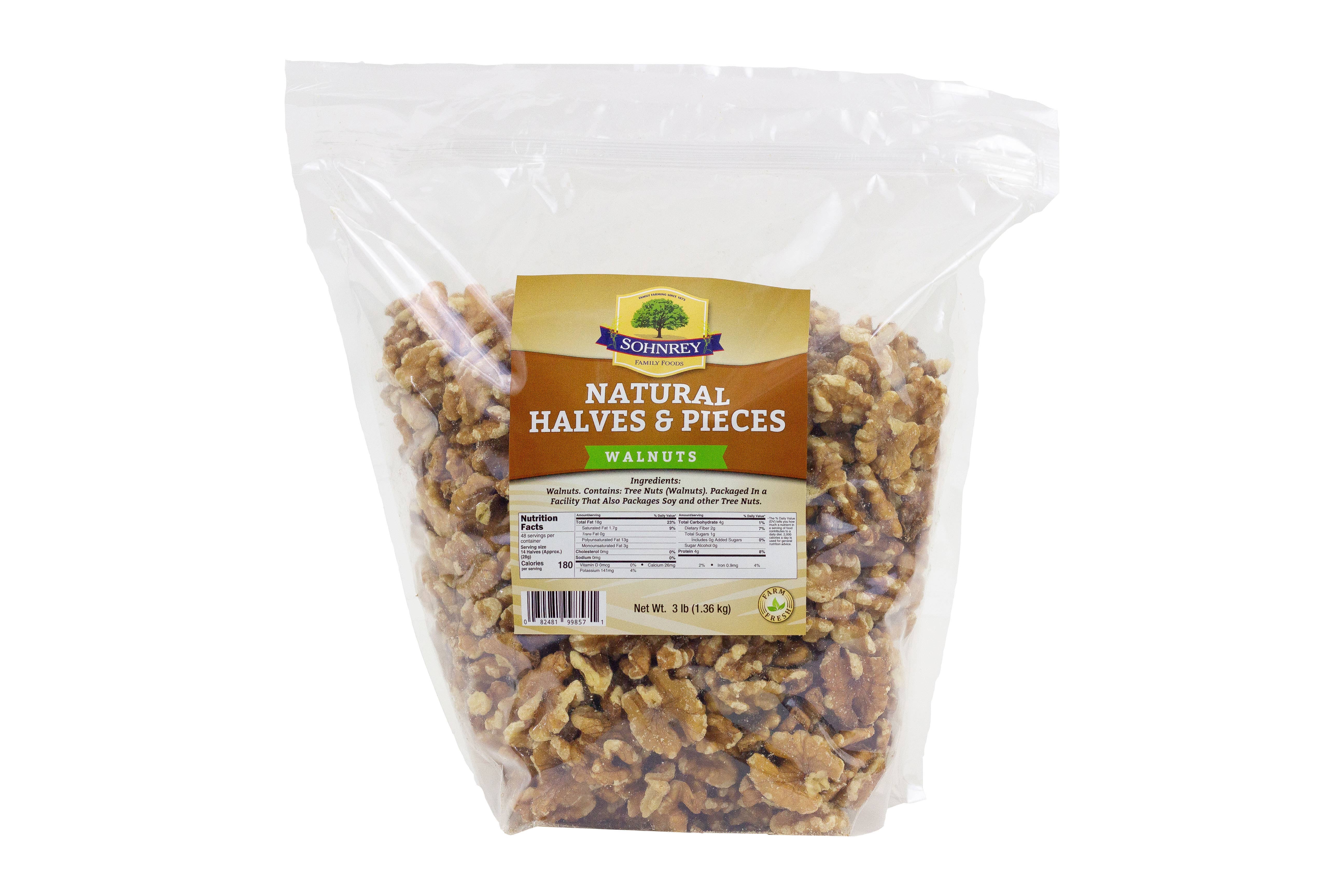 Sohnrey Family Foods LLC - Wholesale Nuts - Raw California Chandler Walnuts Halves and Pieces 3 lb0