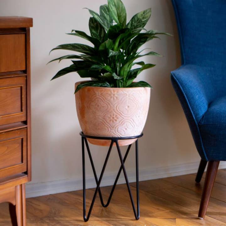 ^ 10 in. Metal Plant Stand Round - Black for wholesale by Jackson Pottery