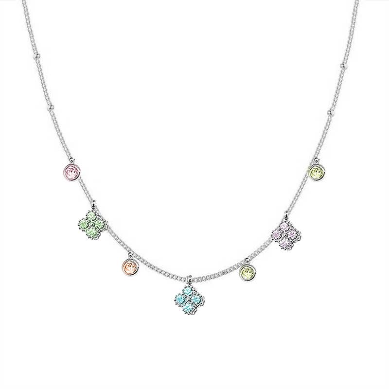 AMORINO SRL - Wholesale Pendant/Charm Necklace - NECKLACE WITH PENDANT FOUR-LEAF CLOVERS IN ZIRCON - YC25704B2561