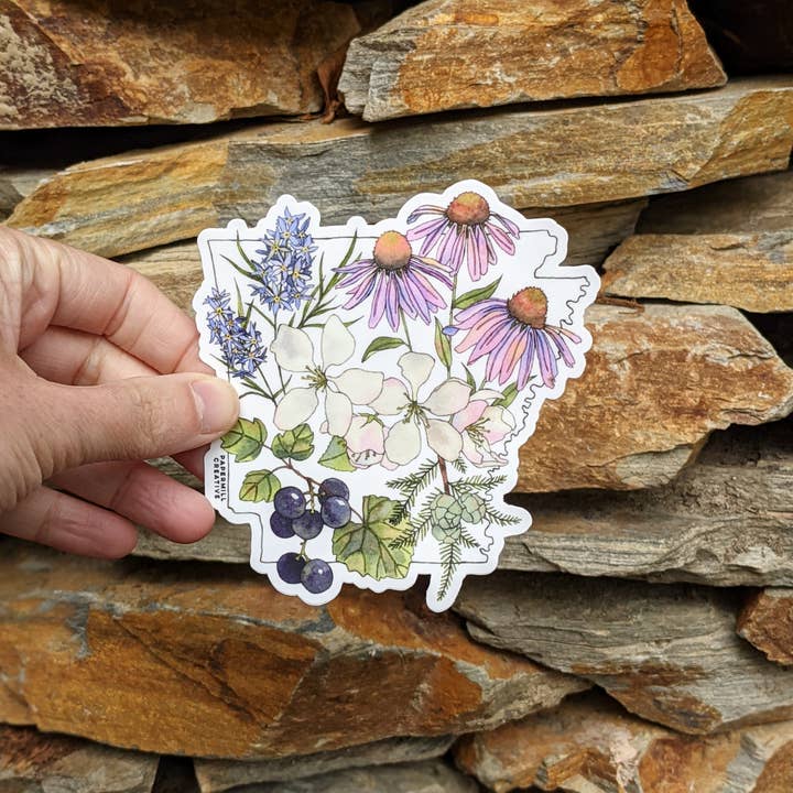 Papermill Creative - Wholesale Sticker - Arkansas Watercolor Botanicals vinyl sticker1