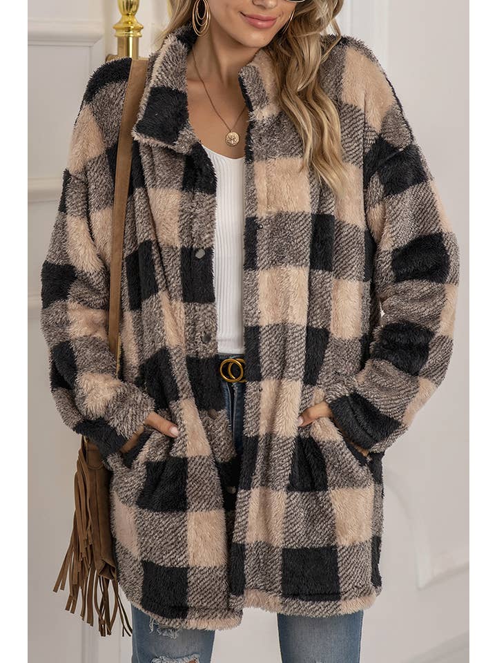 UNISHE - Wholesale Shirt Jacket/Shacket - Women’s - TOPW923 Plaid Flannel Shacket Jacket Women6