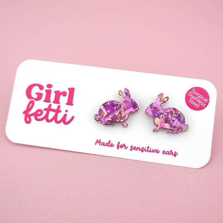 Easter Bunny Acrylic Stud Earrings for wholesale by Girlfetti