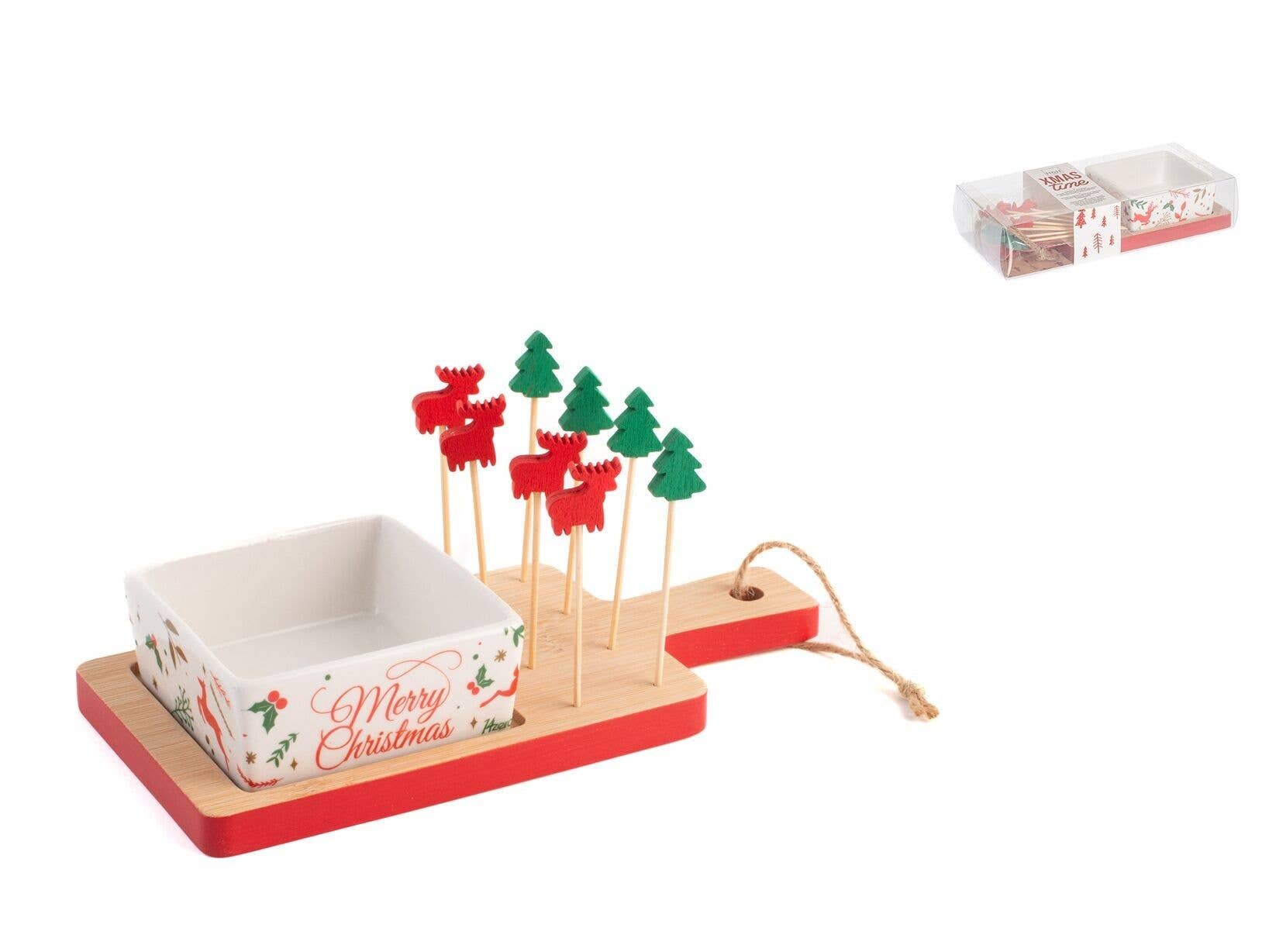 H&H - Wholesale Appetizer Serveware - Christmas Bowl for Appetizer with Skewers2