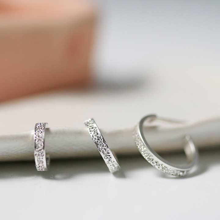 BOLD HUGGIE HOOPS diamond dusted for wholesale by Christina Kober Designs