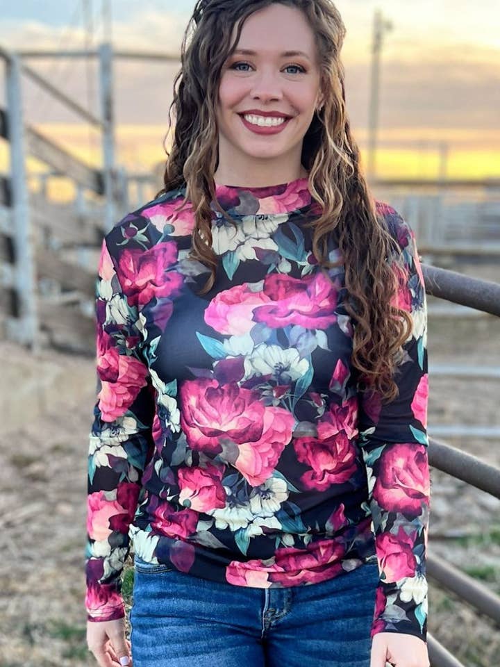 Sterling Kreek – Engroshandel Bluse - Dame – Hvor Blomster Blomstrer Mesh Top1