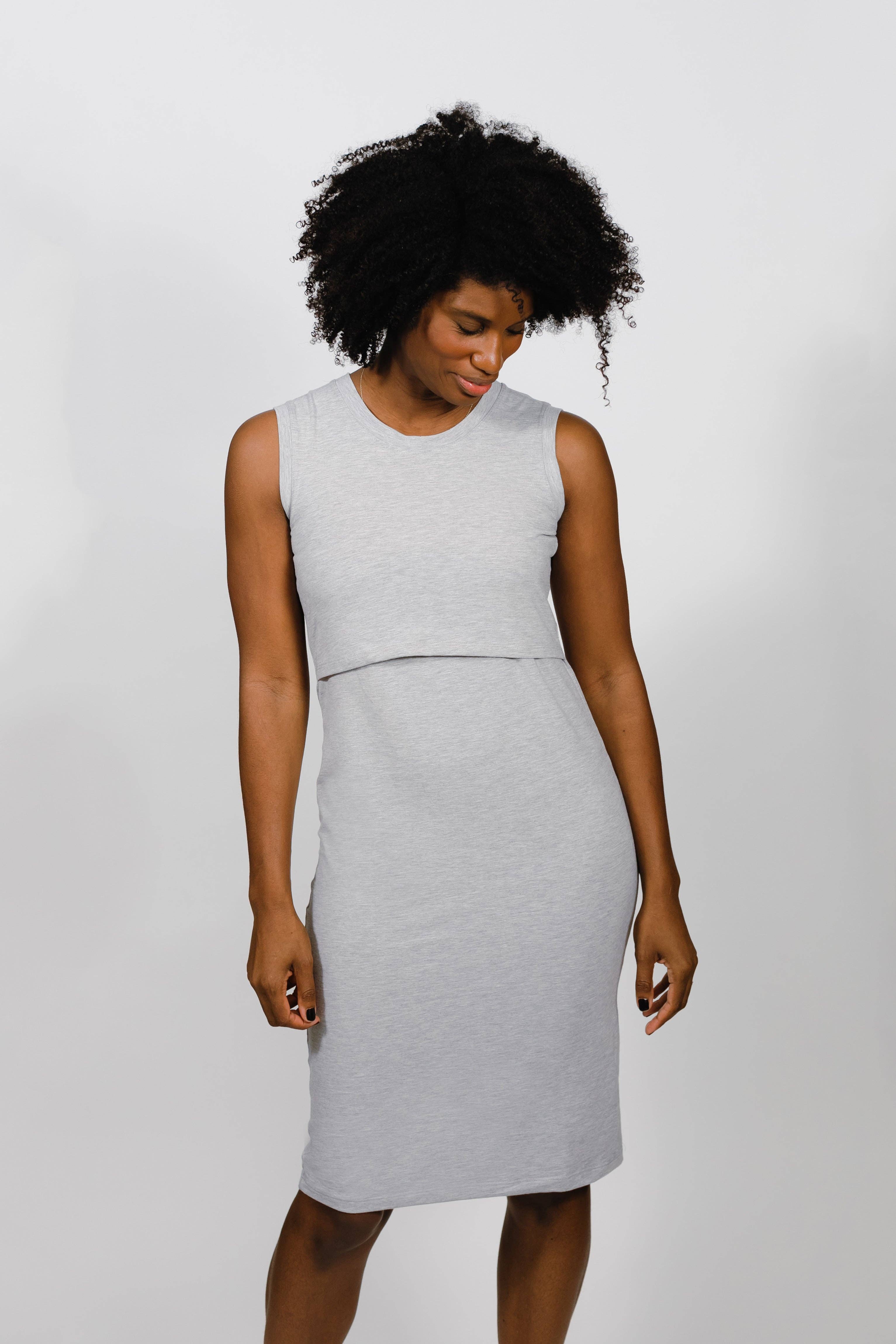MLM Brand - Venta al por mayor Vestidos de lactancia - Maternidad - Vestido pequeño para amamantar - Heather Grey2