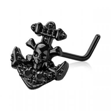DEATH ANCHOR SKULL L-FÖRMIGER NASENRING AUS 316L CHIRURGISCHEM STAHL für den Großhandel von CRAVE